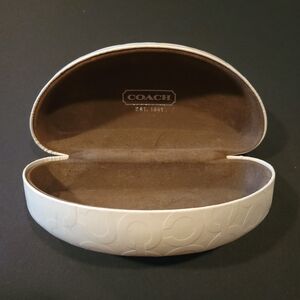 Coach White Embossed Signature Eyewear Case